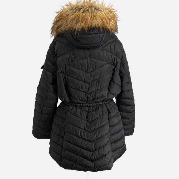 Jessica Simpson Black Sherpa Lined Puffer Coat with Faux Fur Trim Size 1X - Picture 4 of 11